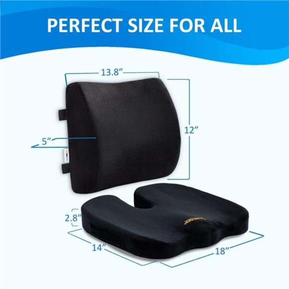 SAIREIDER Seat Cushion and Lumbar Support Pillow for Office Chair, Memory Foam - Picture 6 of 7